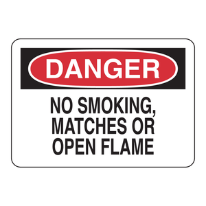 Danger No Smoking Matches or <b>Open</b> Flame <b>Sign</b> for Laboratories and Industrial Areas - Product Image 2