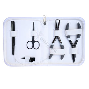 Kit de pinces professionnelles noires pour extensions de cheveux Micro Link avec outil de retrait de perles, crochet d'installation et applicateur de boucles de fil, ciseaux - Product Image 1