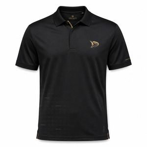 Men's <b>Black</b> Short Sleeve <b>Polo</b> <b>Shirt</b> Embroidered Logo Quick Dry Knitted Casual Wear - Product Image 1