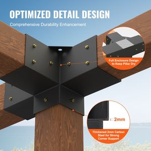 Pesante 4 ''x 4'' Kit staffa angolare 4 vie falegnameria Post Base fai da te per una facile installazione per travi in legno Patio pergolati Log - Product Image 3
