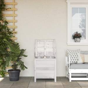 Boîte de rangement de jardin moyenne en bois de sapin massif blanc - Product Image 1