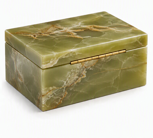 Modern Onyx Marble Jewelry Storage <b>Box</b> Square Polished Natural Stone <b>Trinket</b> Case Elegant Tabletop Decorative Organizer - Product Image 3