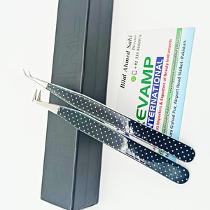 Pinces à extensions de cils en acier inoxydable haute précision, personnalisées, avec revêtement en papier à pois, à 45 et 90 degrés, pour isolation - Product Image 5