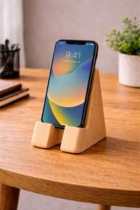 Support de téléphone en acrylique fait main de haute qualité avec incrustation en bois par NEHA ENTERPRISES, décoration de table de forme irrégulière sur le thème des animaux - Product Image 2