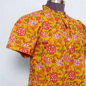 เสื้อผู้หญิงแขนกลาง ลายพิมพ์ลำลอง ผ้าฝ้ายทอ สไตล์วินเทจ ลายดอกไม้ สำหรับงานปาร์ตี้ริมชายหาด ขายส่งสำหรับฤดูร้อน - Product Image 5