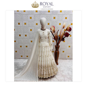 Collection luxueuse de robes pour filles en soie Vichitra pure, style traditionnel, avec broderies et sequins. - Product Image 6