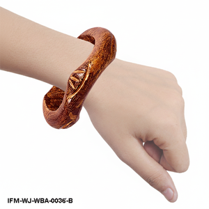 Bracelet en bois vintage fait main, bracelet en bois sculpté texturé antique, bijoux ethniques bohèmes pour femmes - Product Image 3