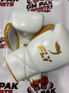 Gants de boxe Fly Superlace X blancs à lacets pour entraînement professionnel 8oz-16oz - Product Image 5