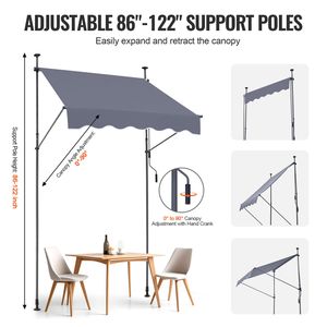Tenda da Sole Retrattile per Patio Sunsetter 59 x 47 Pollici, Tettoia Parasole Manuale con Manovella per Esterni - Product Image 5