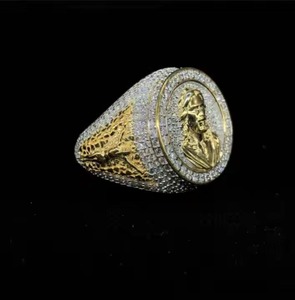 Designer Unisex Moissanite <b>Cocktail</b> <b>Ring</b> 10/14/18K White Rose Yellow <b>Gold</b> Rhodium Plated Channel Setting Luxury KRISHNAM JEWELS - Product Image 2