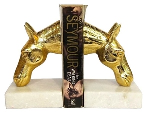 New design Horse Head Bookend Set with Marble Base Decorative Metal Animal Sculpture <b>Book</b> Holder Custom Size Finish New design - Product Image 3