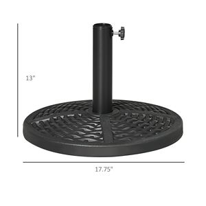Supporto per ombrellone da patio rotondo resistente da 18 pollici con design in rattan, 21 libbre. Nero - Product Image 3