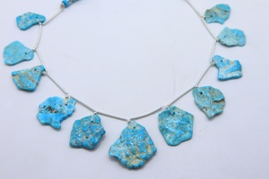 ลูกปัดเทอร์ควอยซ์อะริโซนาแบบเรียบ 11 เม็ด เจาะรูด้านหน้า ร้อยเป็นเส้น ลูกปัดพลอยธรรมชาติสำหรับทำเครื่องประดับ - Product Image 3