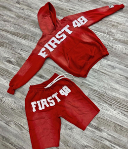 Conjunto de Sudadera con Capucha y Pantalones Cortos Transpirables de Secado Rápido para Hombre, Tallas Grandes, Color Sólido, Venta al Por Mayor, Ropa Casual - Product Image 2