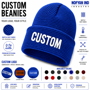 Fabricant de bonnets en tricot gaufré en gros, OEM, marque privée, fournisseur de bonnets d'hiver personnalisés brodés - Product Image 1