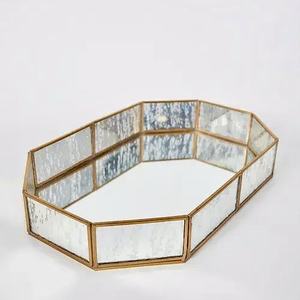 Plateau de service en métal de style moderne, rectangulaire et carré, artisanat martelé pour le Ramadan, plateaux en métal - Product Image 2