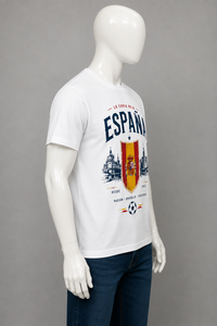 T-shirt de football de l'équipe nationale d'Espagne pour homme, manches courtes, coton, jersey décontracté, imprimé, col rond, coupe classique - Product Image 3