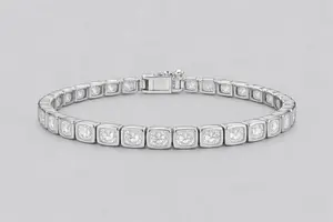 Bracelet tennis classique pour enfants en argent sterling plaqué or rose avec moissanite véritable taille cœur 8 carats, 7 pouces - Product Image 2