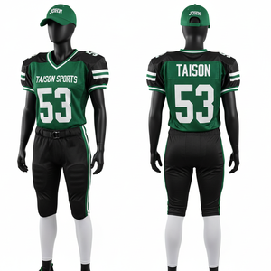 Uniforme de football américain pour femmes, 260 GSM, maille polyester respirante, vert et noir, panneaux d'épaule en jersey, logo personnalisé - Product Image 1