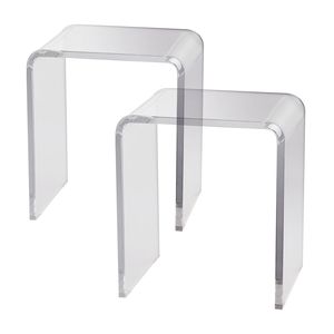 2 tavolini laterali a forma di C in lucite trasparente, tavolini in acrilico per bar e casa, per bevande, cibo e snack - per camera da letto e soggiorno - Product Image 6