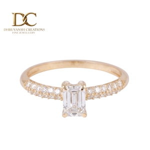 9K Solid <b>Gold</b> Octogan Lab Grown Diamond Pave <b>Set</b> for Certified Luxury Engagement <b>Ring</b> Fine Jewelry for Women - Product Image 1