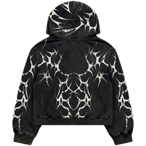 Sudadera con capucha Glory Custom Boxy Fit Oversized Heavyweight con cremallera, diseño vintage personalizado con pedrería, lavado ácido, unisex. - Product Image 2