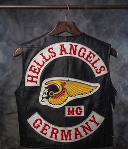 เสื้อกั๊กหนังวัวแท้ 100% ปักลายหัวกะโหลก Hells Angels Germany - Product Image 1