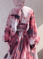 Robe d'été élégante à motifs floraux YKD094, style resort, robe musulmane, vêtements islamiques pour femmes, hijabs traditionnels, coupe ample