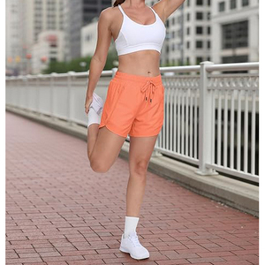 Pantalones Cortos Deportivos para Mujer, Color Naranja Vibrante, de Secado Rápido, Transpirables, para Correr, con Bolsillo - Product Image 4