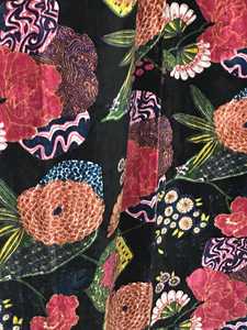 Vintage Style Cotton Velvet Curtain Black Fruit Print Boho Drapes Home Decor Luxury Cotton Velvet Style - Product Image 4