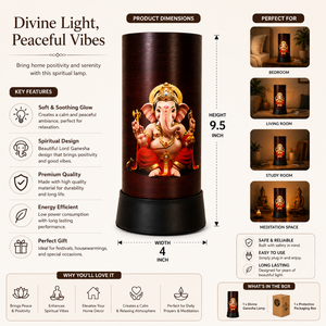 Lámpara de Mesa LED Lord Ganesha, Luz Divina, Lámpara Nocturna Espiritual, Acabado en Madera, Decoración para el Hogar, Regalo para Meditación, Pooja, Ambiente - Product Image 5