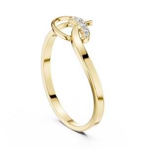 Anillo de oro macizo de 14k para mujer con diamante de corte redondo minimalista de diseño único en forma de espiga, ideal para regalo, compromiso, aniversario, boda. - Product Image 4