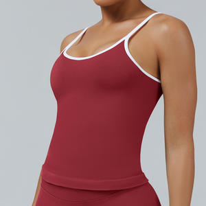 OEM 2026 Débardeur court sans couture color block rembourré à fines bretelles pour femme - Product Image 4