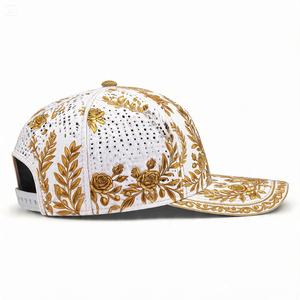 Elegante Gorra de Béisbol de Malla Botánica en Oro Blanco, Ajustable, Unisex, de Lujo, para Deportes al Aire Libre, Personalizable - Product Image 4