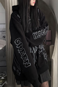 Sudadera con Capucha Reversible de Manga Larga y Hombros Caídos para Mujer, con Bordado 3D Personalizado, Estilo Urbano, Otoño/Invierno - Product Image 2