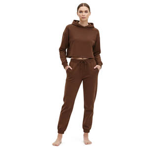 Ensemble de survêtement en velours personnalisé pour femmes, 280 g/m², pour marques de boutiques américaines, faible MOQ. - Product Image 1