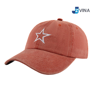 Casquette en coton délavé vintage avec logo personnalisé, unisexe, réglable, avec étoile brodée à l'avant, pour un usage décontracté en extérieur - Product Image 2