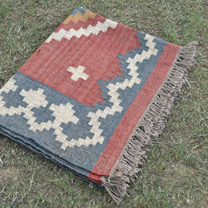Alfombra Kilim de Yute Boho, Alfombra de Fibra Natural Hecha a Mano, Alfombra Reversible y Plegable para Dormitorio, Hotel y Oficina, Alfombra de Yute al por Mayor - Product Image 1