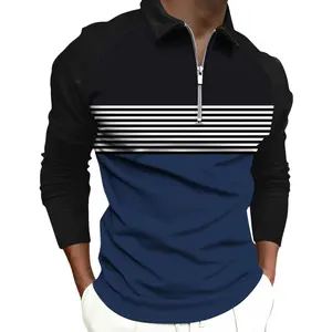 Polo de golfe de alta qualidade Poliéster Spandex Down Collar Quick Dry Impresso Camisas Polo multicolor camisa polo de manga longa