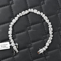 Bracelet tennis en moissanite VVS fait main avec des pierres de style diamant de luxe de formes variées, bijoux en argent 925