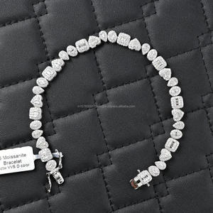 Handmade VVS Moissanite Tennis <b>Bracelet</b> With Luxury Mixed Shape Diamond Style Stones 925 Silver Jewelry - Product Image 1