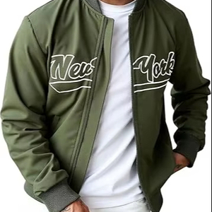 Comfortable <b>Winter</b> Warm Men Letterman Jacket Stand Collar Front Logo Windproof High Quality Eco-Friendly Quick Dry Breathable - Product Image 1
