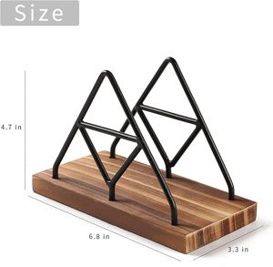 Wooden Napkin Storage Black Table Napkin Holder with Black Metal <b>Wire</b> for Indoor Outdoor Home Dining Restaurant Kitchen Decor - Product Image 6