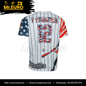 Custom Sublimation Baseball Jersey Youth Fanatic <b>Striped</b> <b>White</b> <b>Black</b> Short Sleeve Men's Moisture-Wicking Adult Team Apparel - Product Image 5