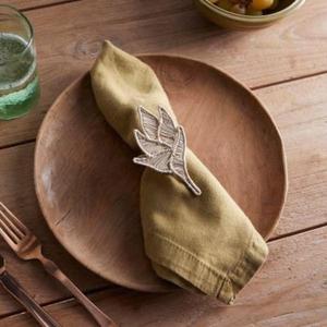 <b>Adjustable</b> Silver Leaf Napkin Ring For Dining <b>Table</b> Accessories Dishwasher Safe For Parties Event Supplies Custom Design - Product Image 4