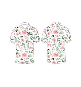 Polo pour homme à imprimé floral rose, personnalisé, manches courtes, décontracté, pour le golf - Product Image 1
