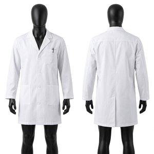 Blouse de laboratoire blanche de qualité supérieure Black Hardson en sergé de polyester 200 GSM, manches longues, uniforme médical unisexe pour médecins, broderie personnalisée - Product Image 1
