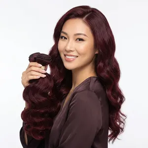 Long Reddish Curly Indian Remy Human Hair Weft <b>Wig</b> Natural Wave Texture Silk Base HD Transparent Customizable - Product Image 2