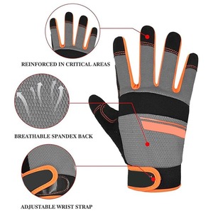 High Visibility LED Reflective Leather Non-Slip Windproof Touchscreen Full Finger <b>Hook</b> Loop Closure Traffic Gloves for Road - Product Image 2