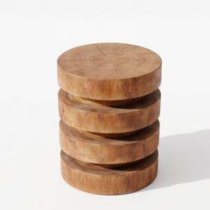 Natural Teak Wood <b>Stool</b> Round Seat Eco-Friendly Modern Design Accent Side Step for Home <b>Office</b> School Cafe Hotel - Product Image 2